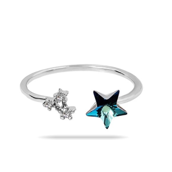 NEW Silver Blue Crystal Star Adjustable Ring - Picture 3 of 7
